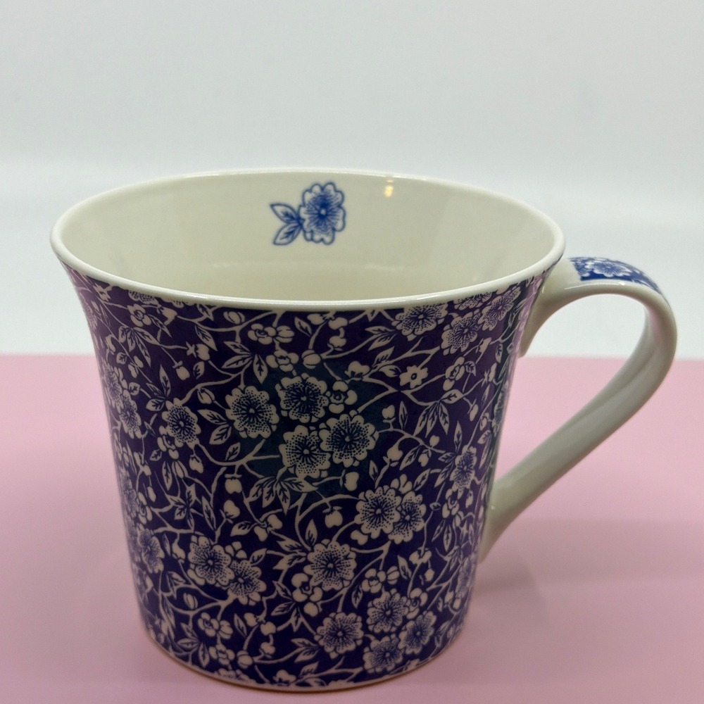 Pier 1 Imports Blue White Calico Floral Fine China Mug Coffee Tea Cup - Picture 8 of 9